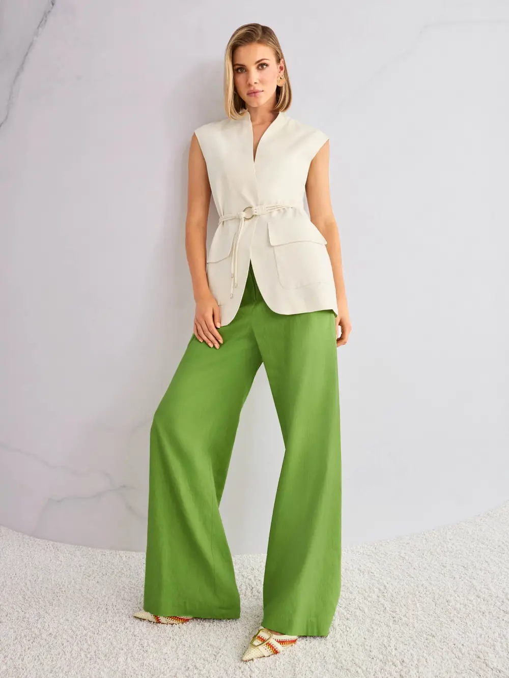 WAUKEE linen-viscose trousers
