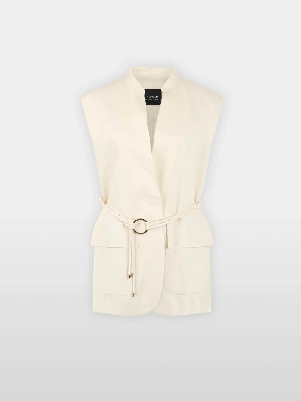 Long linen blend safari vest