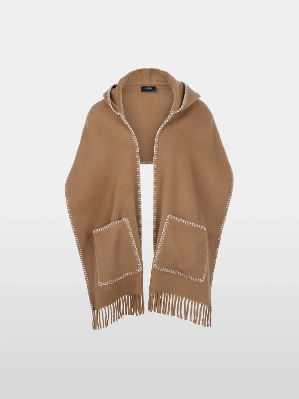 Short wool-blend cape with fringing