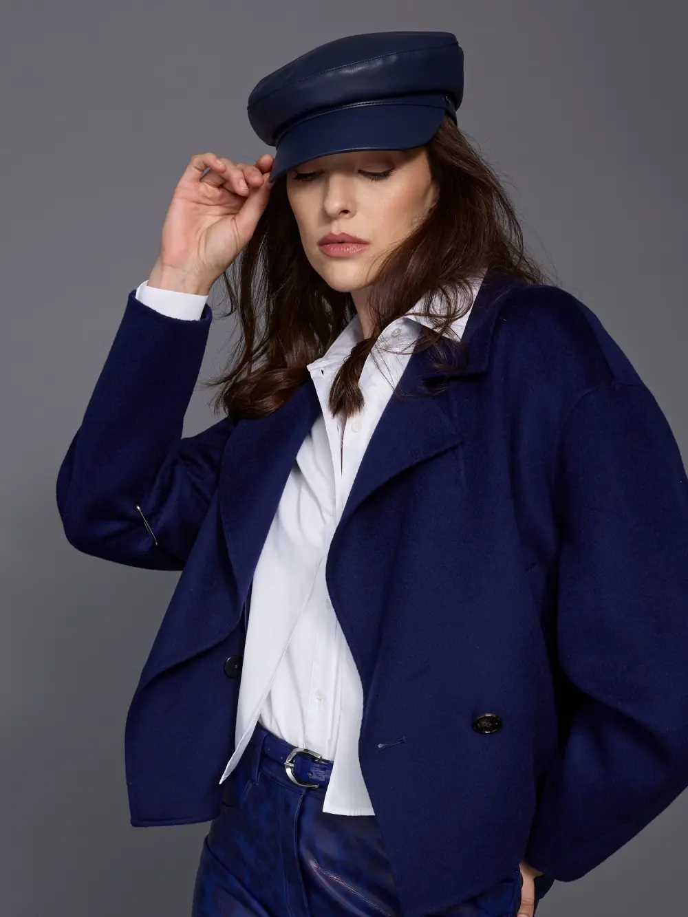 Faux leather cap