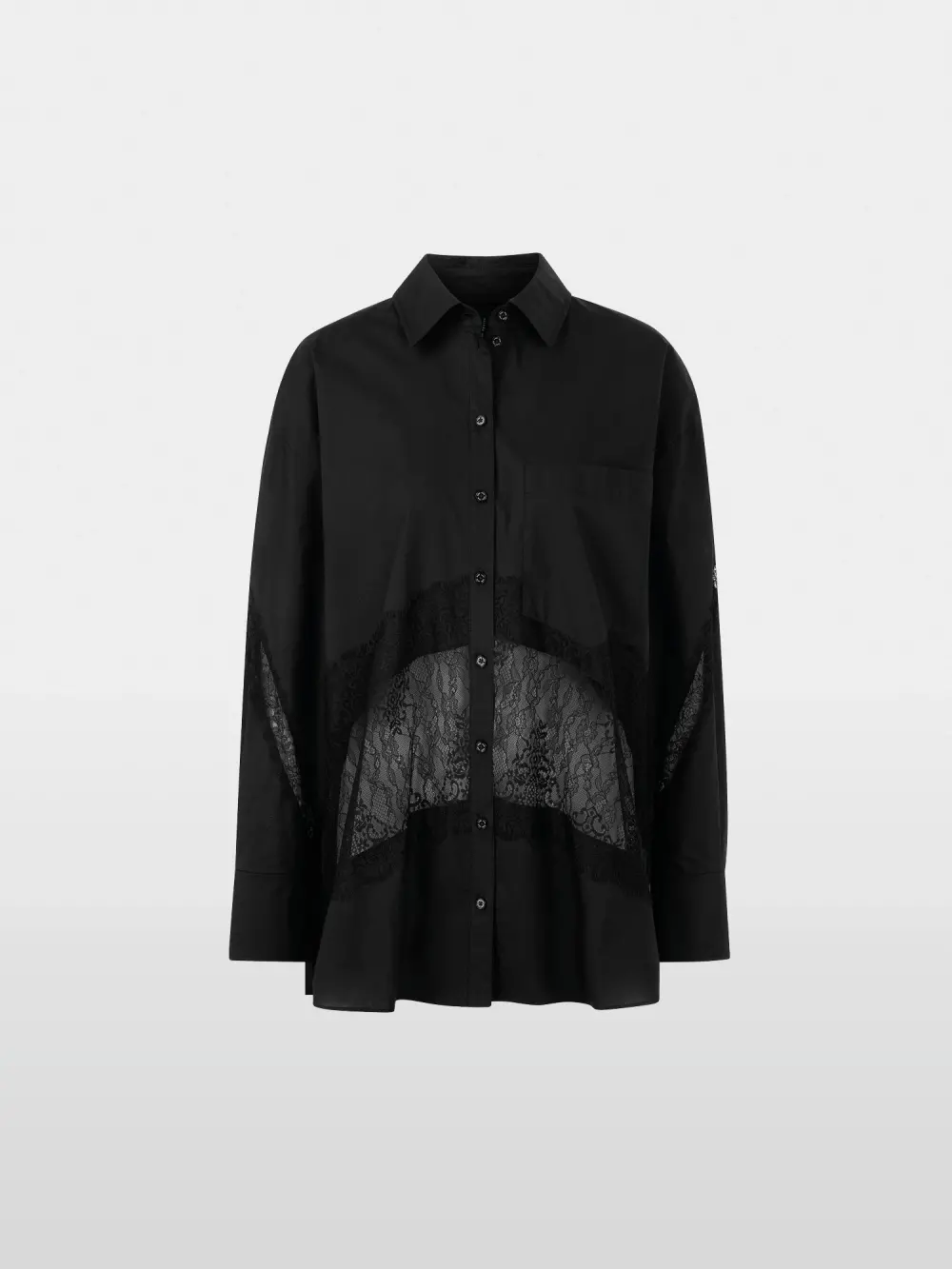 Blouse with lace inserts