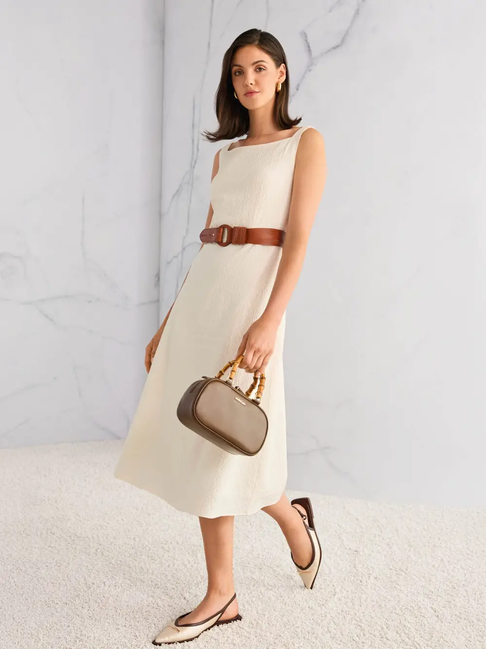 Strappy dress with textured pattern