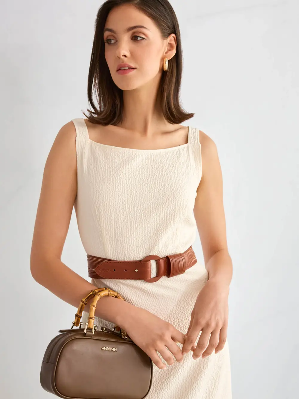 Mini leather bowling bag