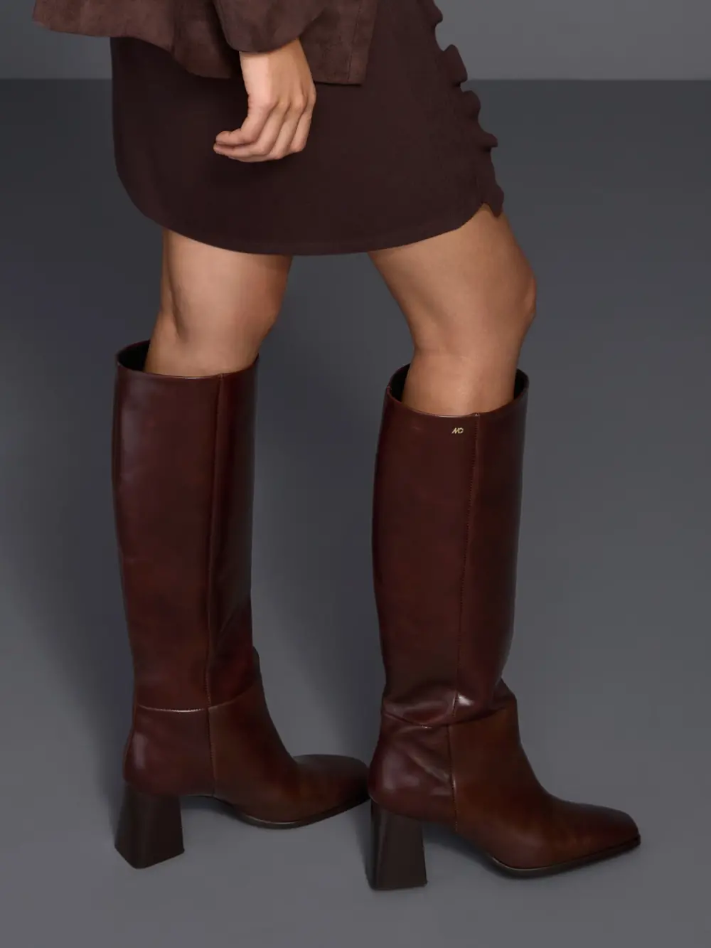 Bottes tubulaires en cuir lisse