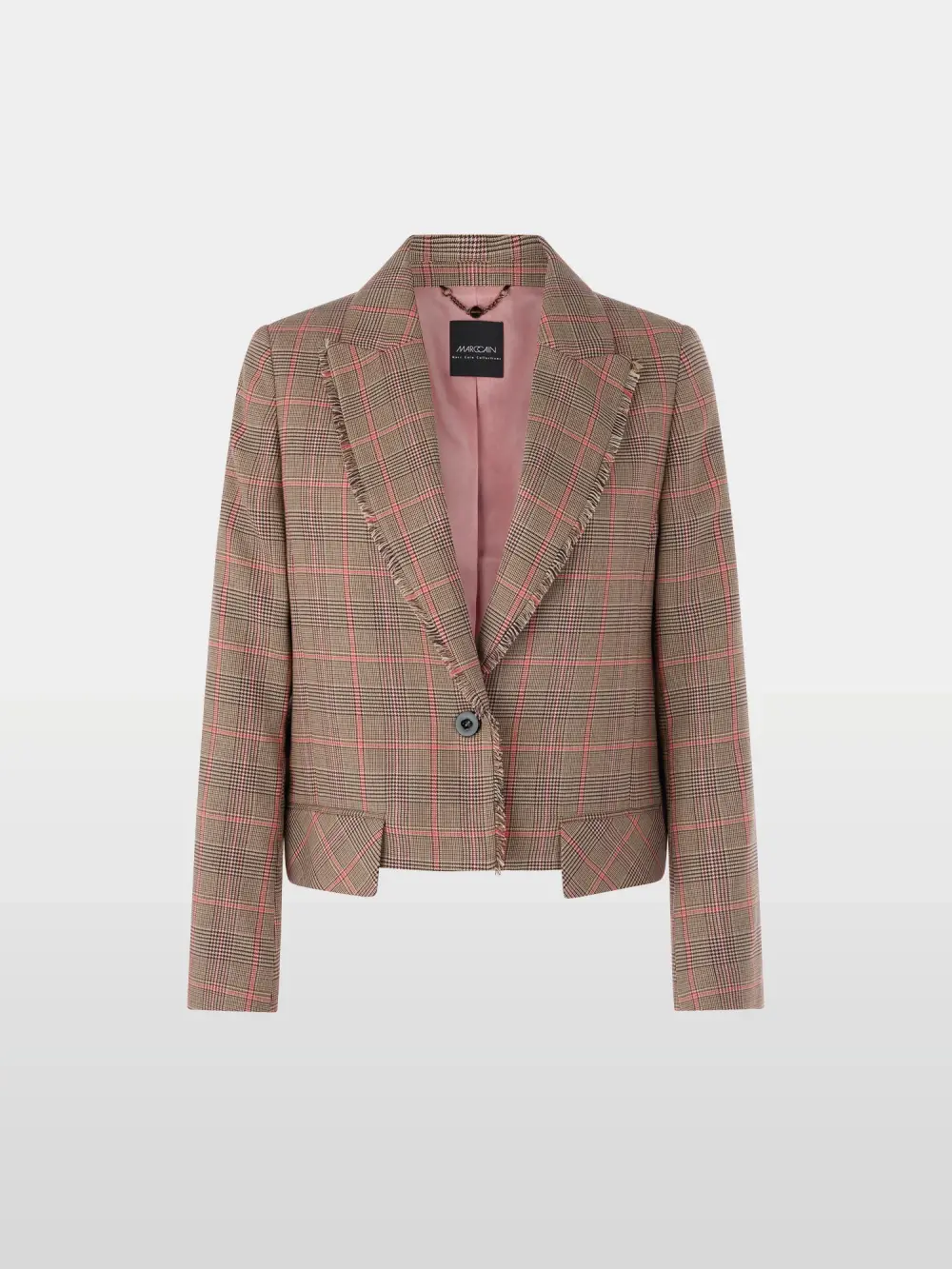 Blazer classique à carreaux avec franges