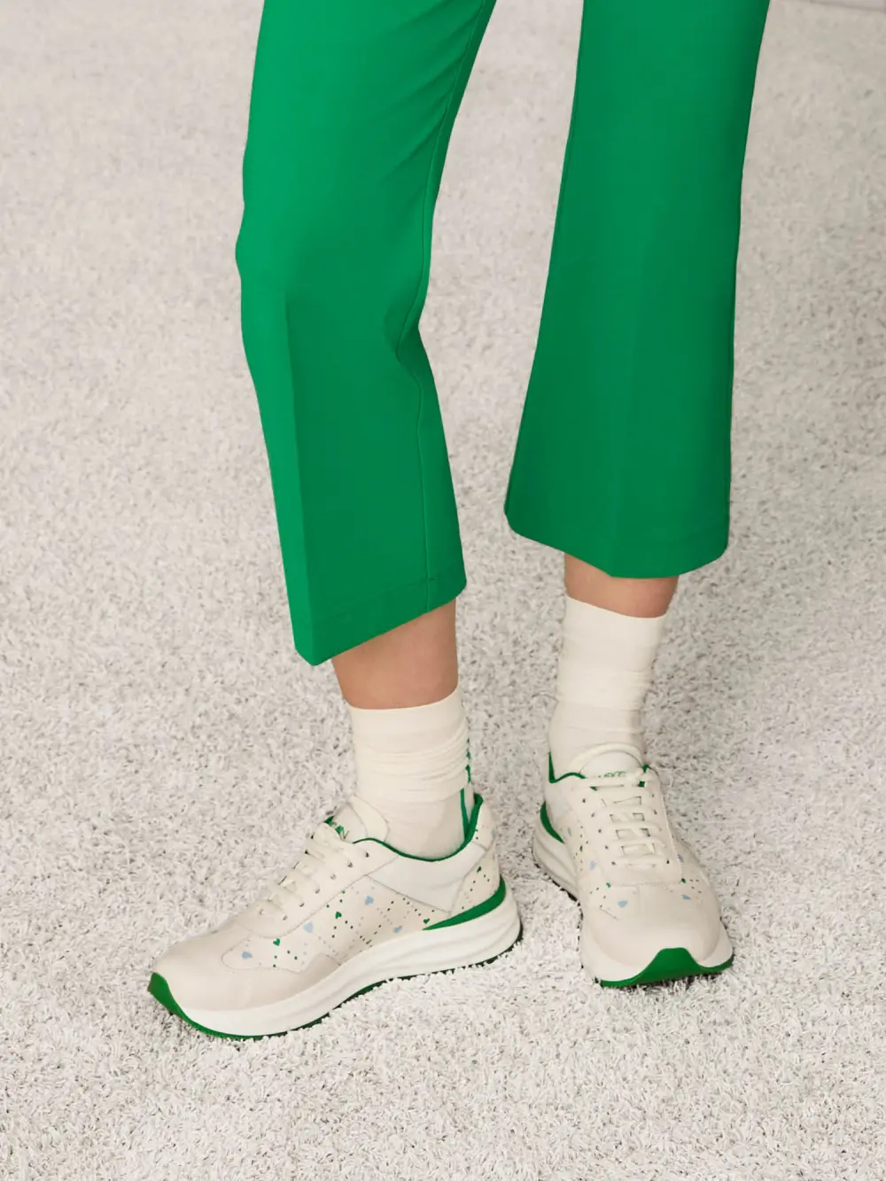 Leather mix trainers with heart print