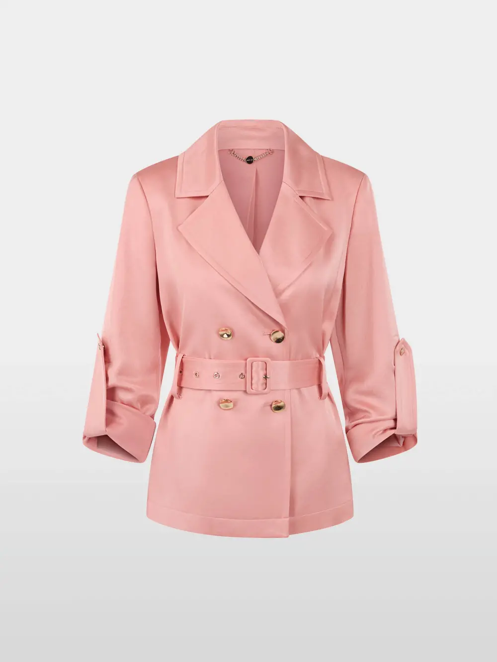 Satin blazer jacket with belt
