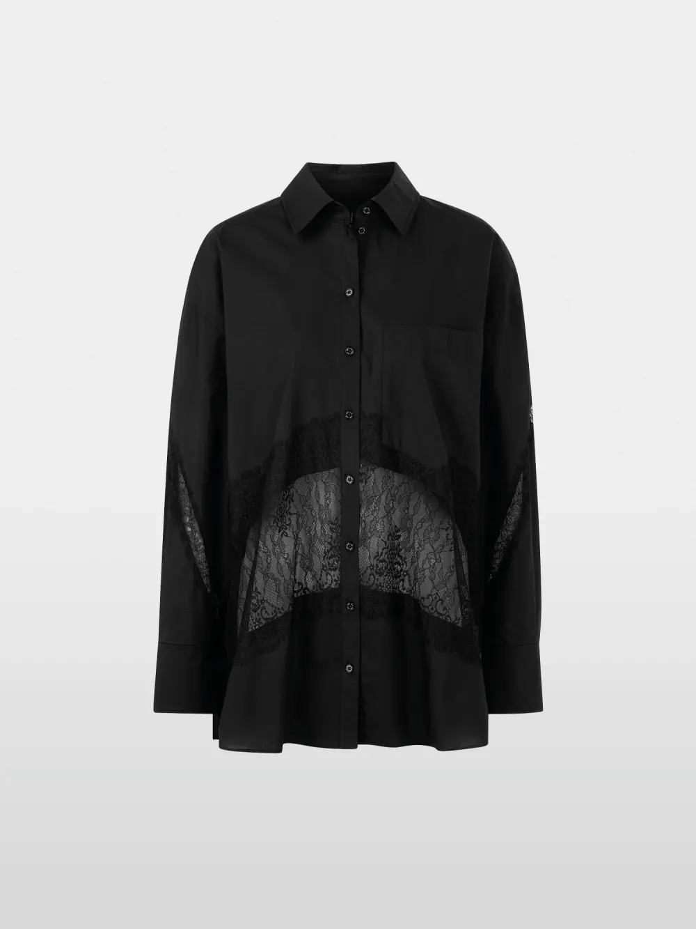 Blouse with lace inserts