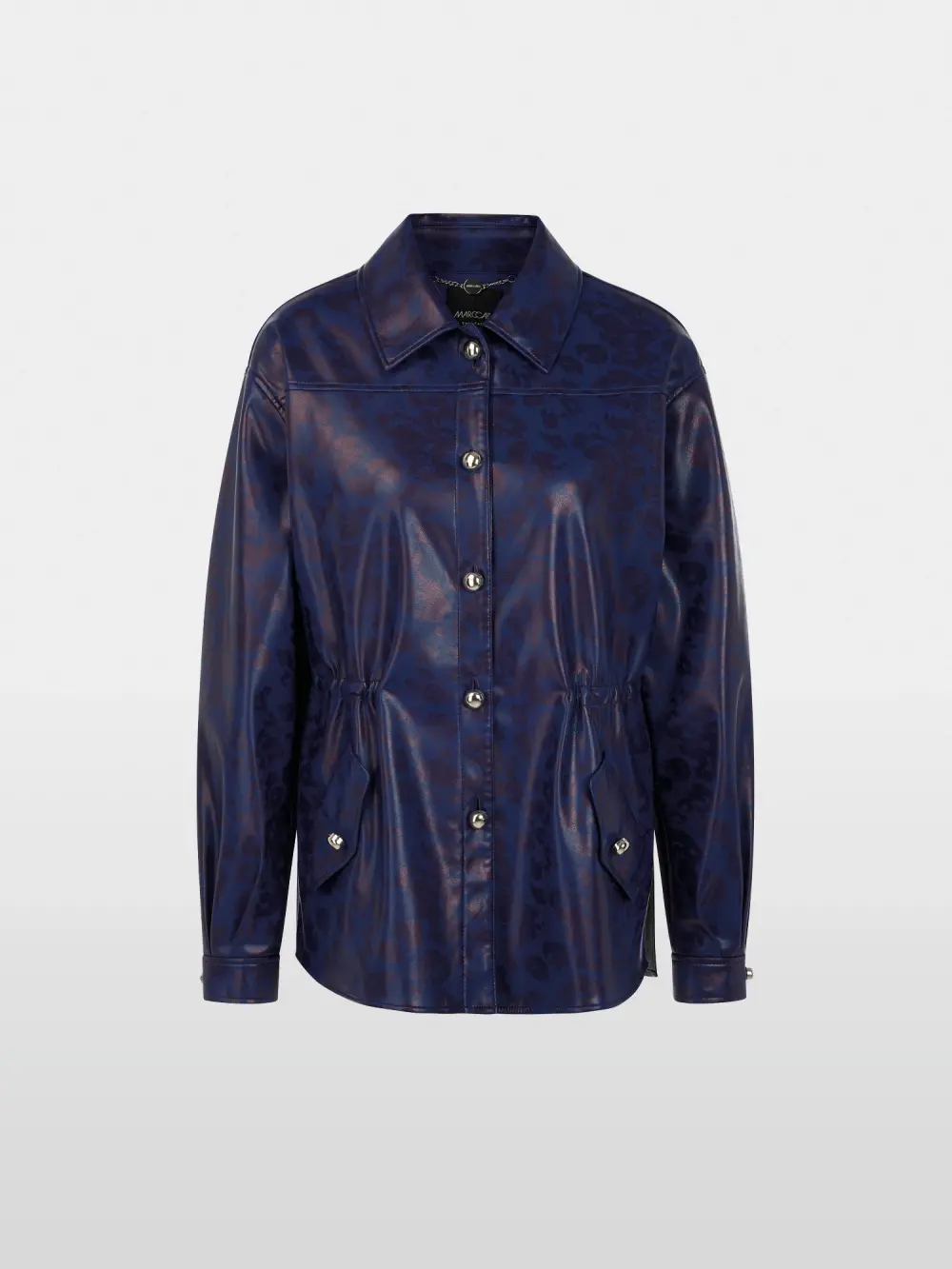 Faux leather blouse with leopard print