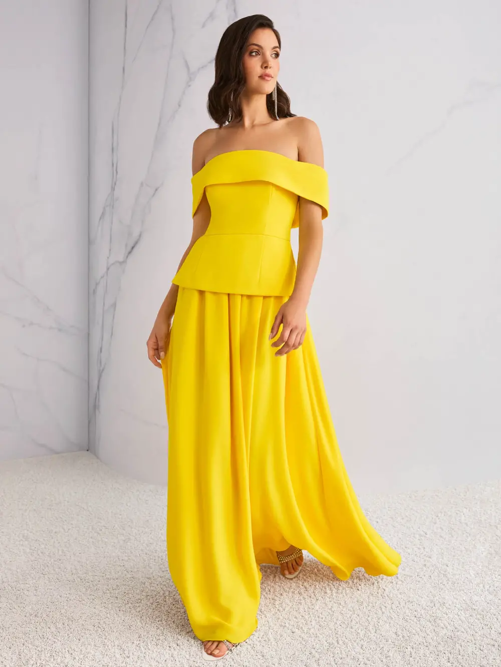 Off-the-shoulder maxi dress