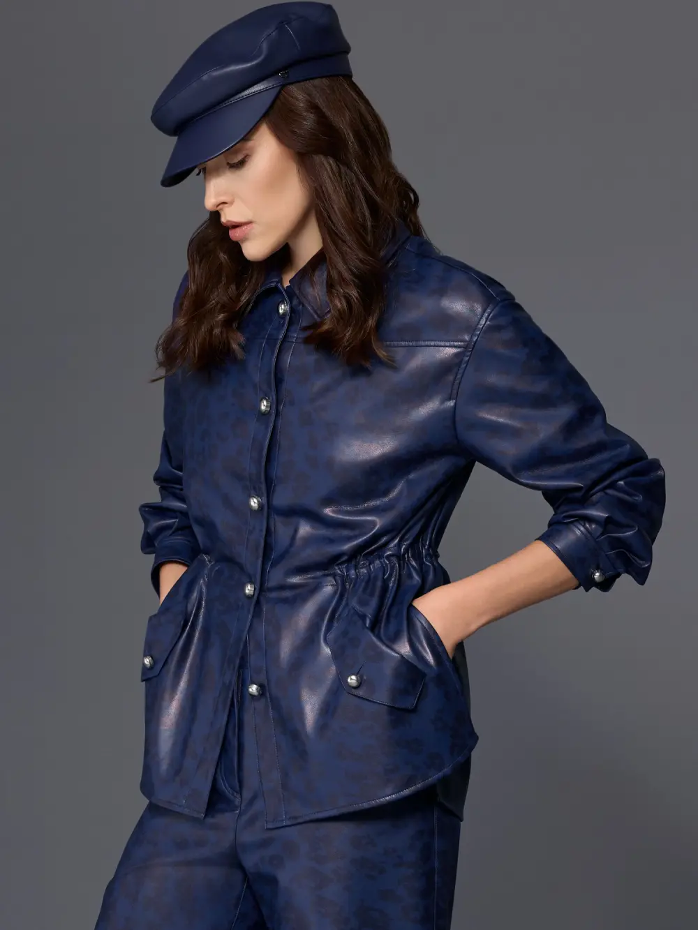 Faux leather cap