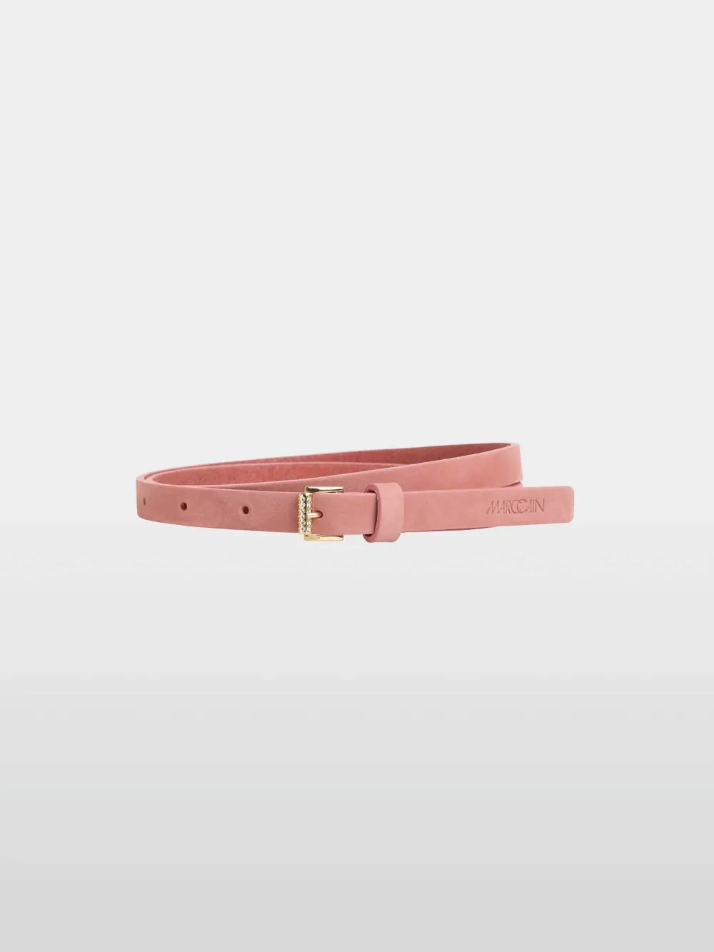 Narrow nubuck leather belt