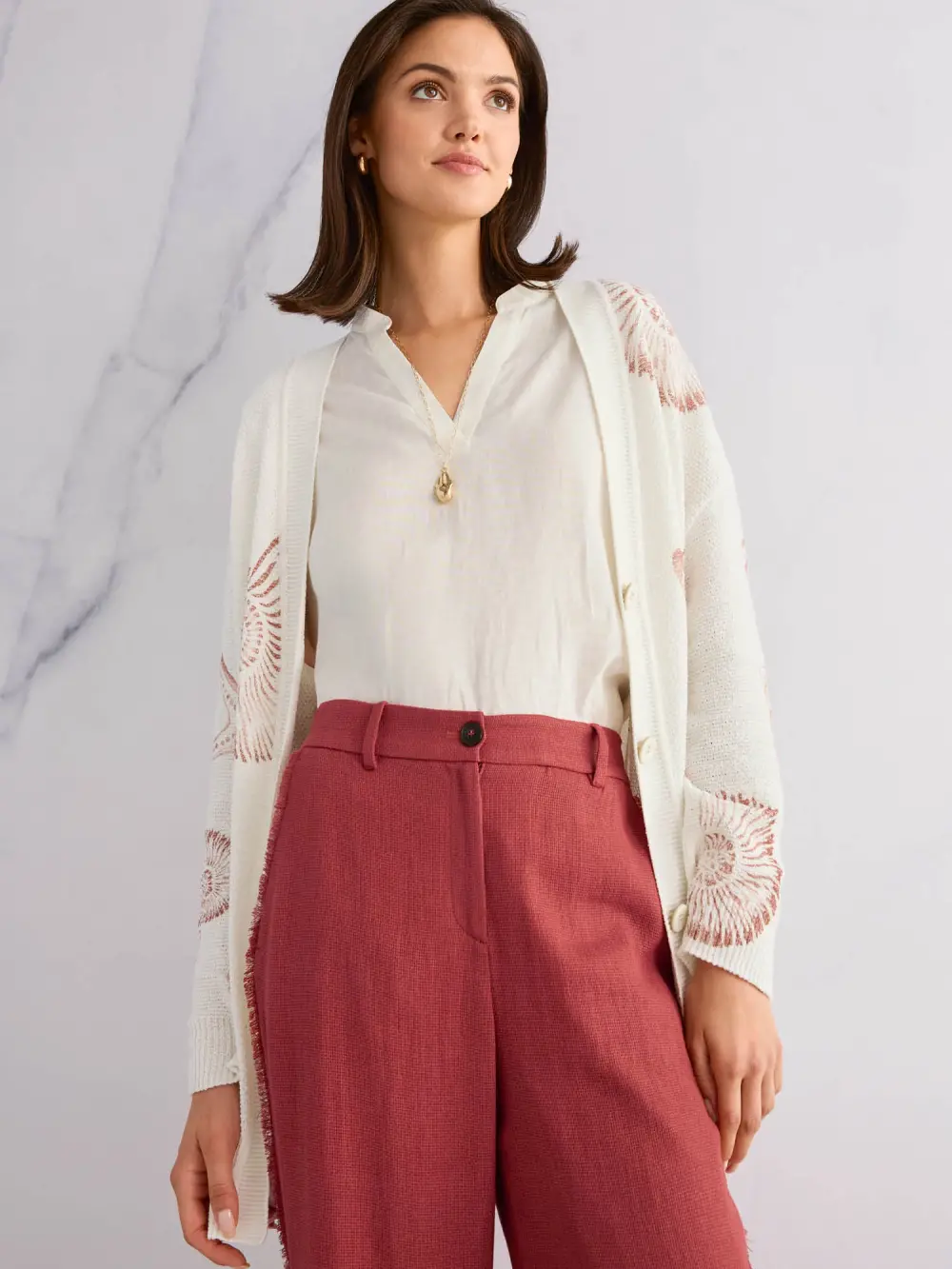 Linen-cotton blend blouse-style shirt