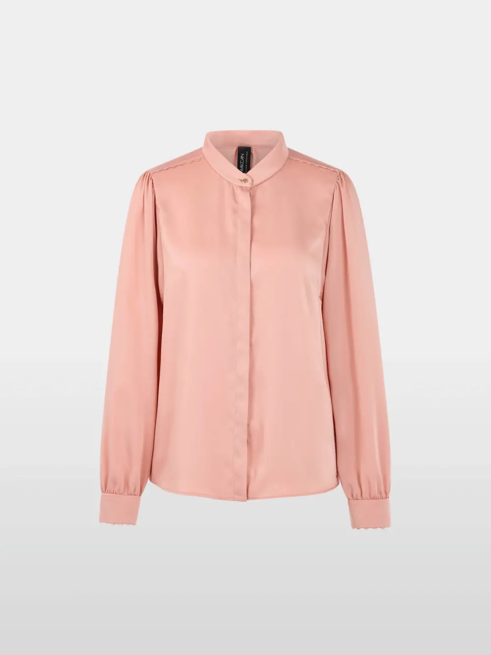 Blouse with lace and stand-up collar