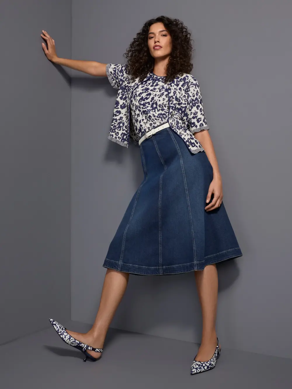 Denim skirt with pleated details