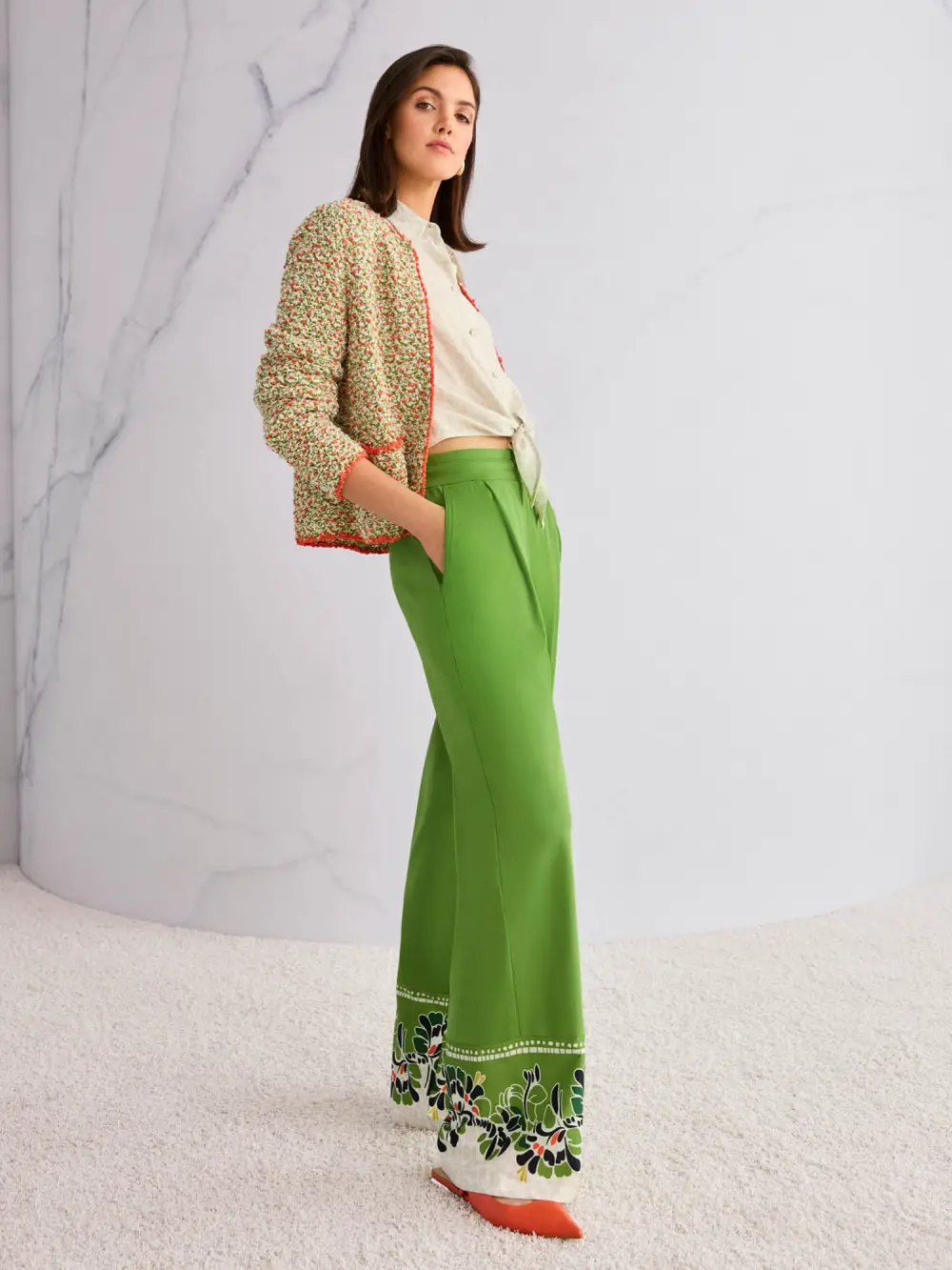 Melange knit shopper with logo