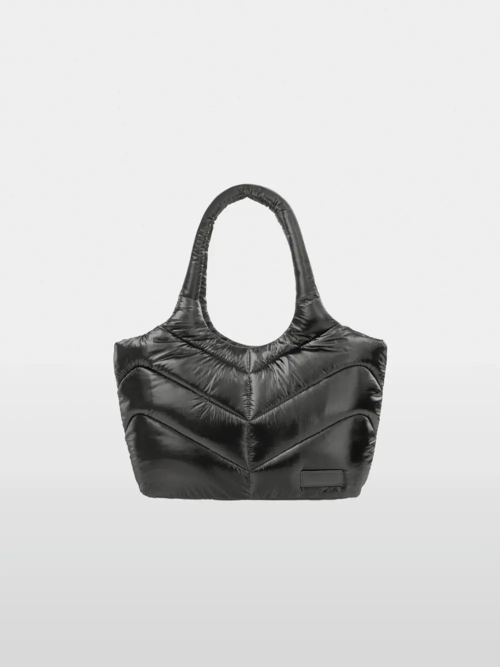 Padded shopper with metallic effect