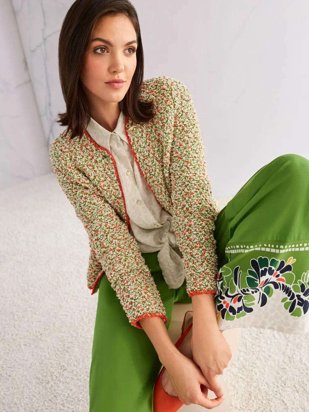 ‘Knitted in Germany’ bouclé cardigan