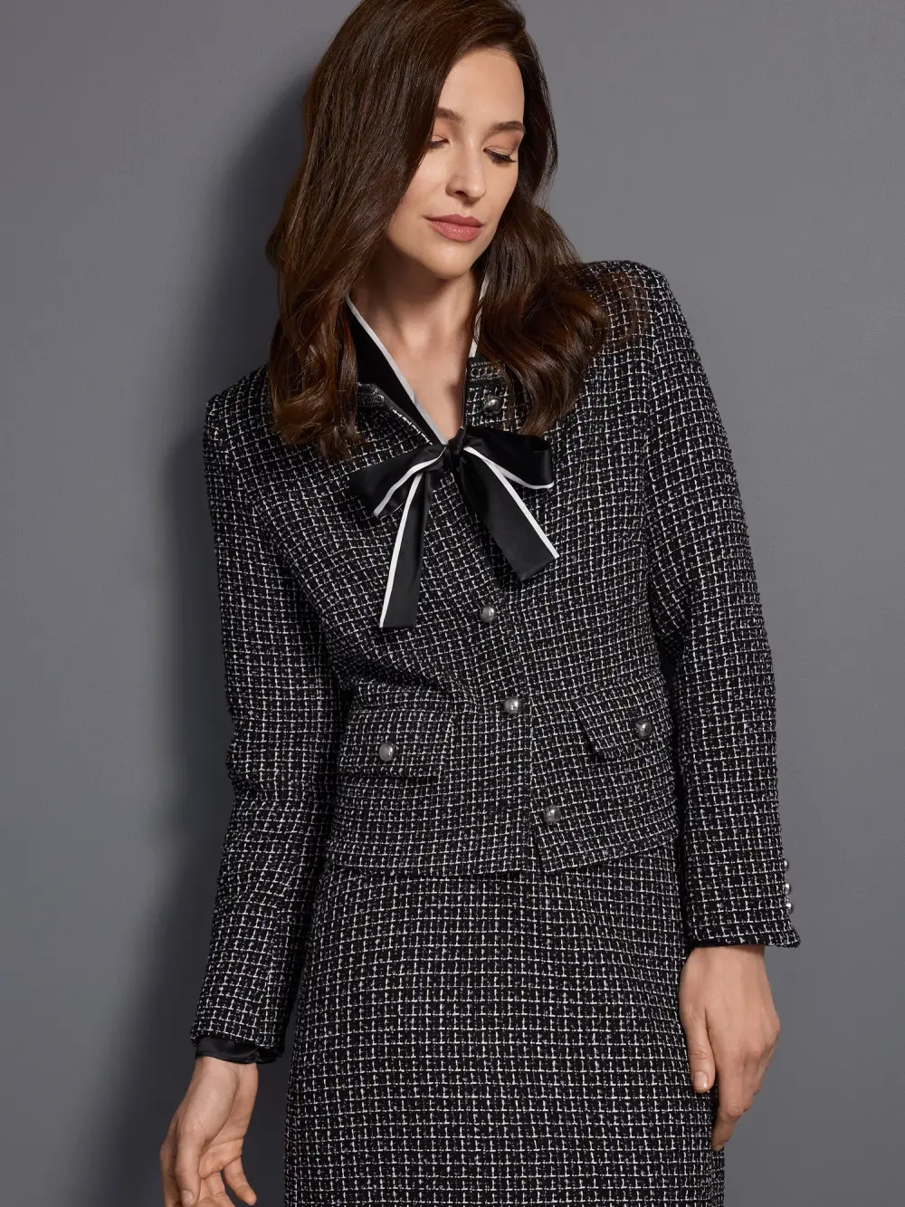 Veste en tweed avec détail chaîne