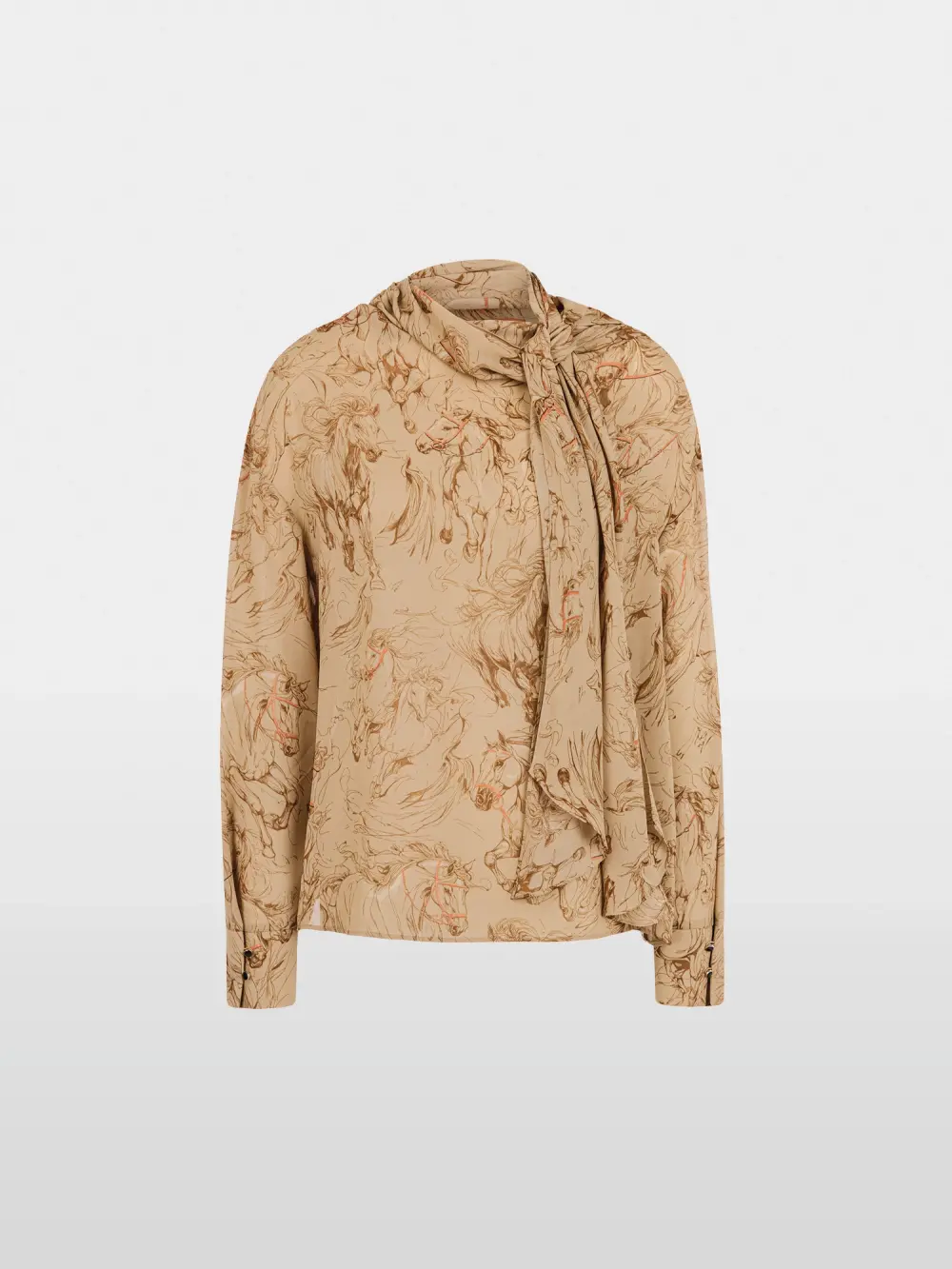 Bow blouse with horse print