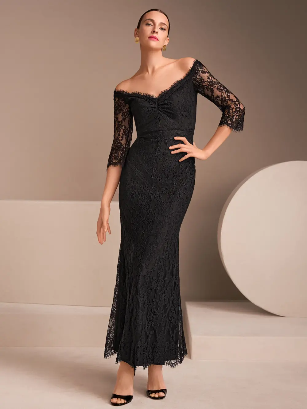 Elegante maxi-jurk met kant