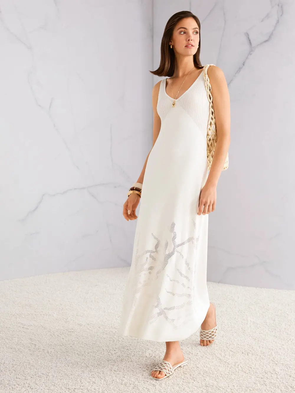 Fine-knit maxi dress in viscose