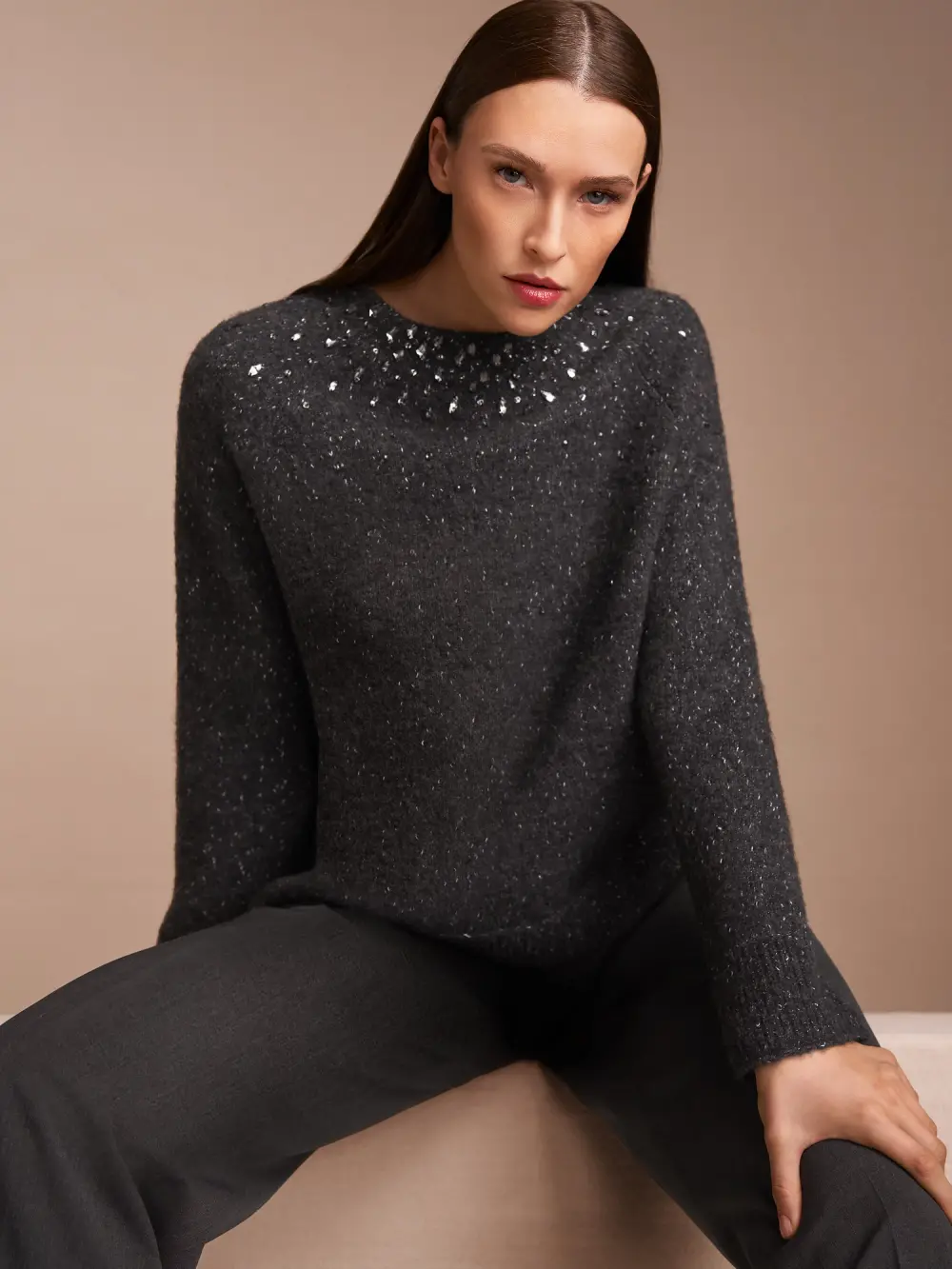 Alpaca mix jumper with glitter details