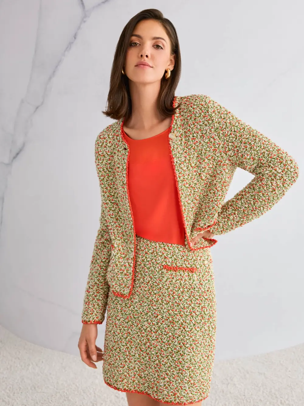 ‘Knitted in Germany’ bouclé cardigan