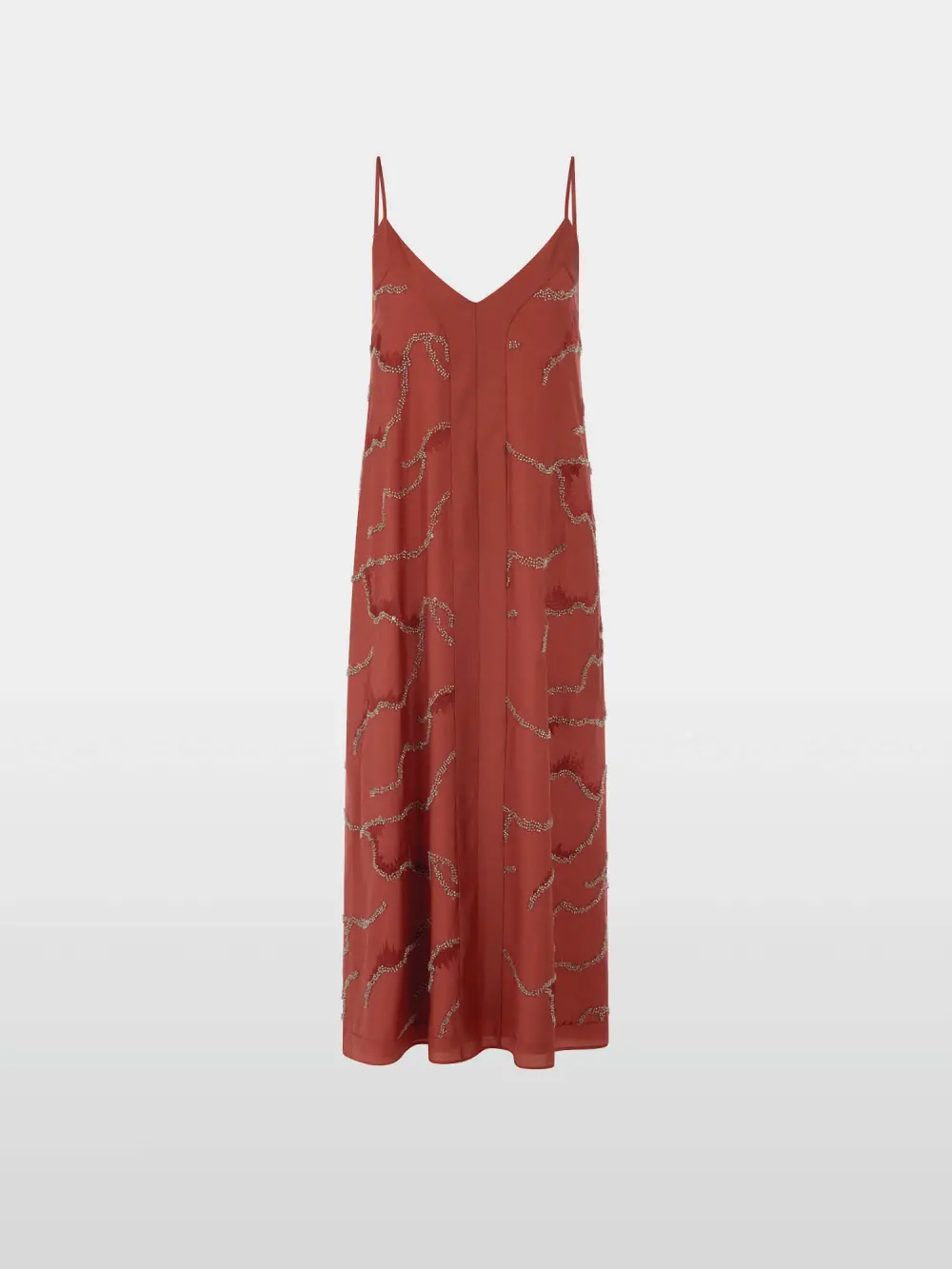 Mid-length dress featuring pearls