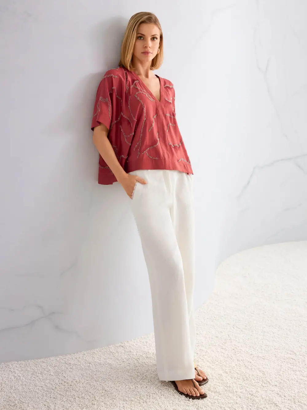 WUKARI linen-viscose blend trousers