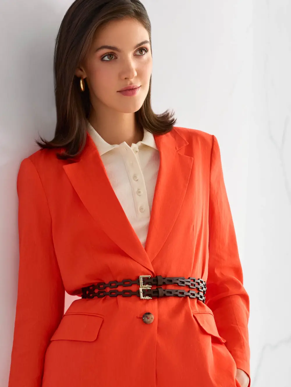 Leather belt in chain-link look