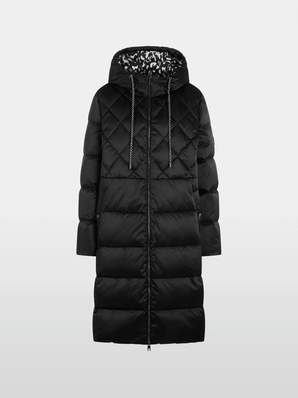 Long quilted coat with hood