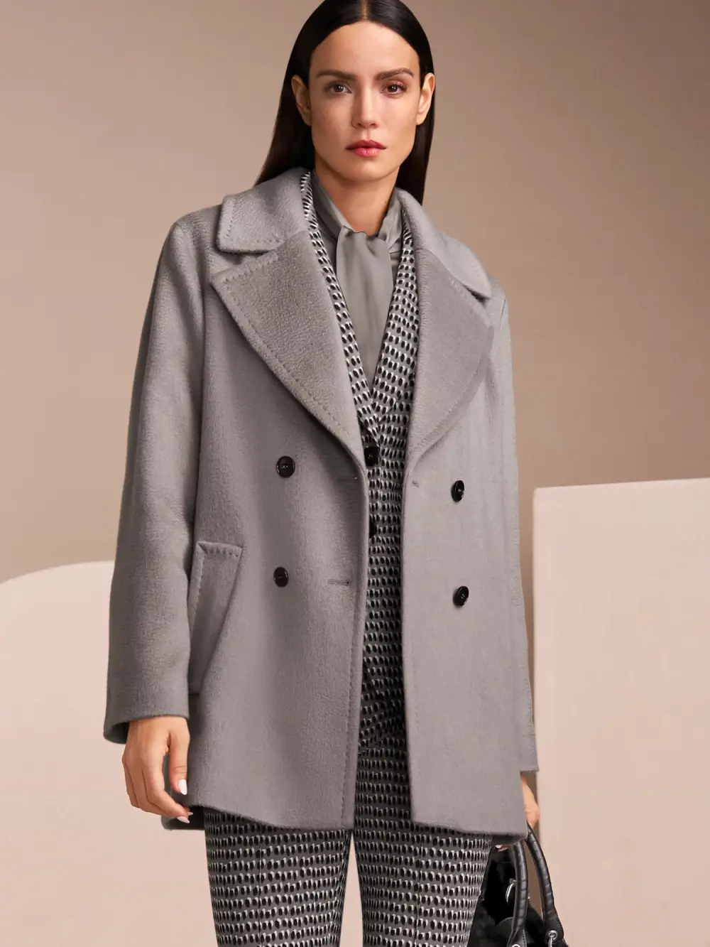 Double-breasted wool coat