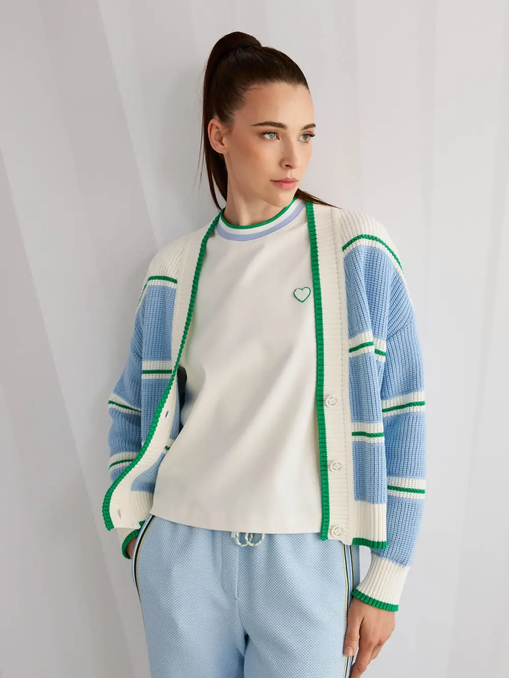 Shirt with heart and striped details