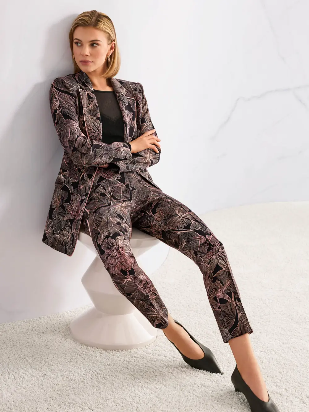 SYDNEY slim trousers with floral print