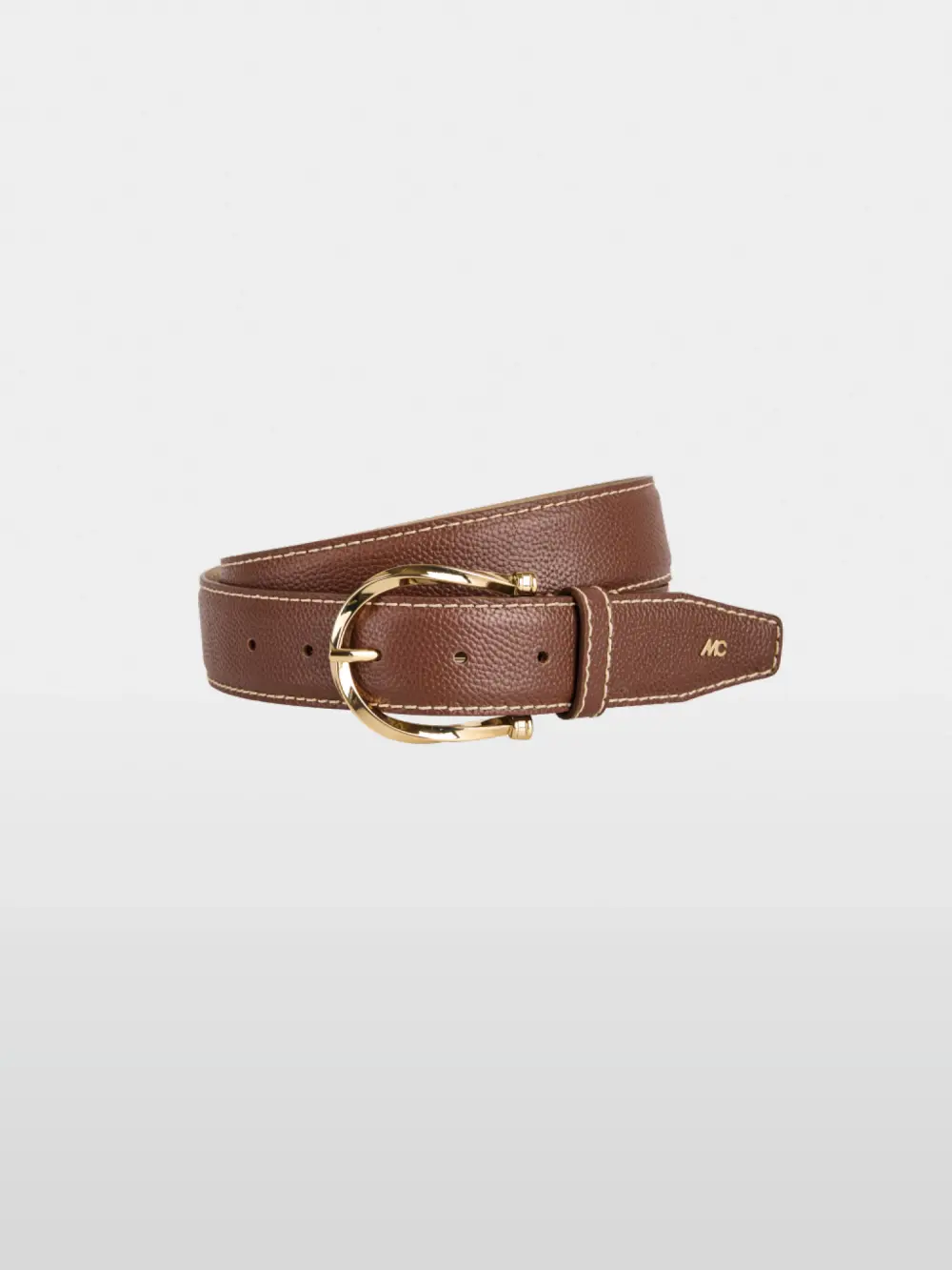Horseshoe buckle leather belt
