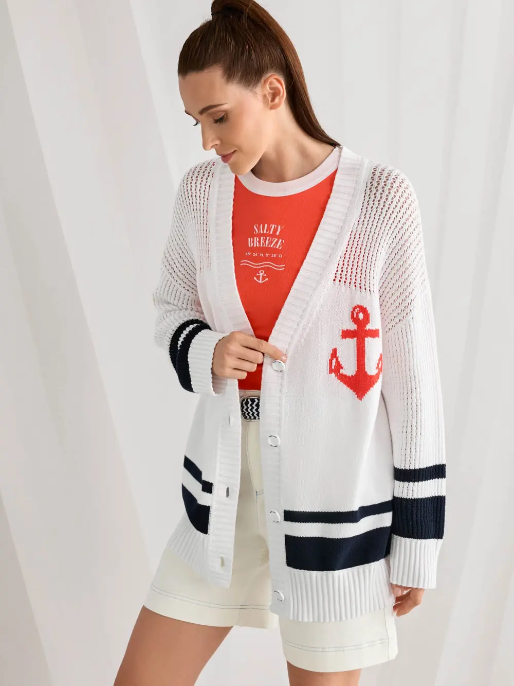 Top with maritime print