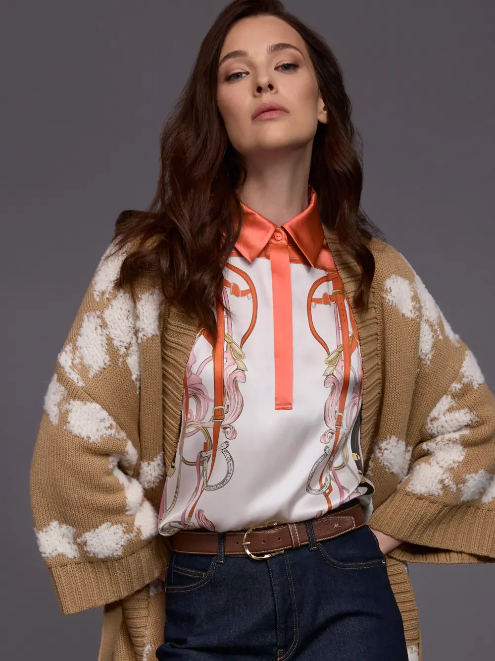 Silk blend blouse-style shirt