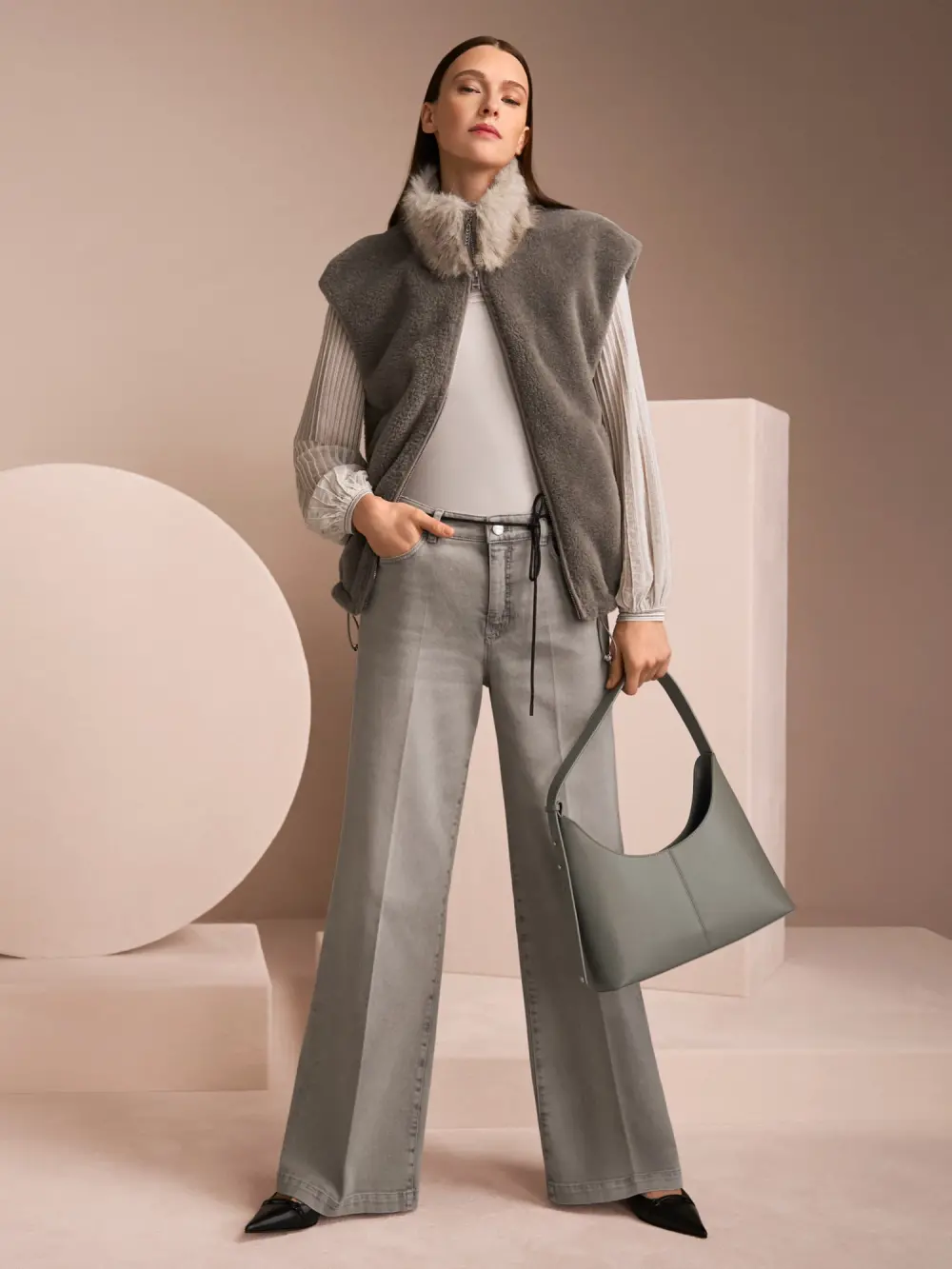 Faux fur shoulder bag
