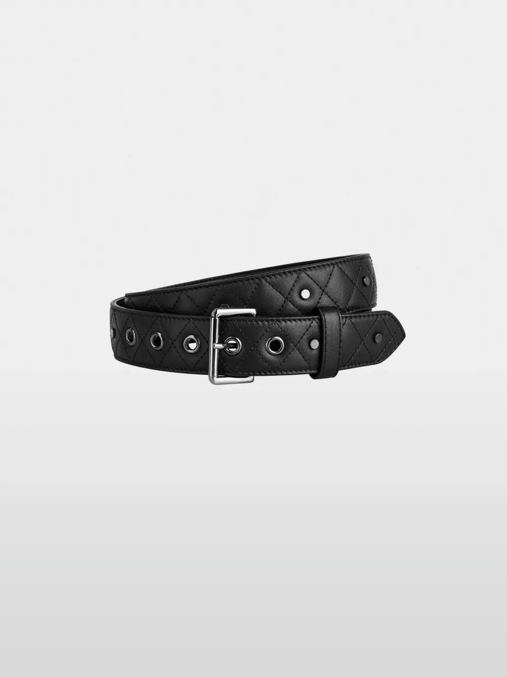 Quilted leather belt