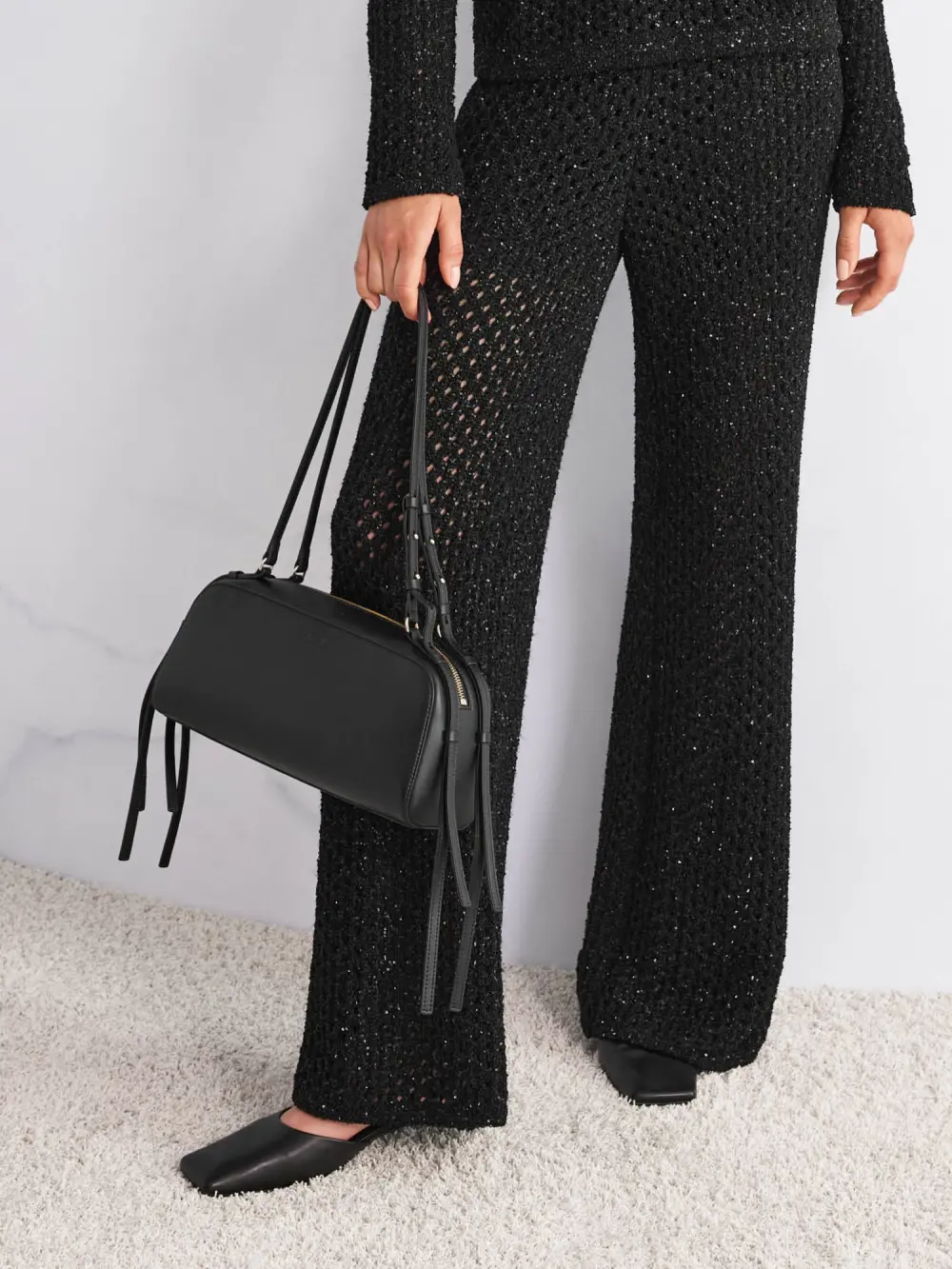 Recycled leather bowling bag