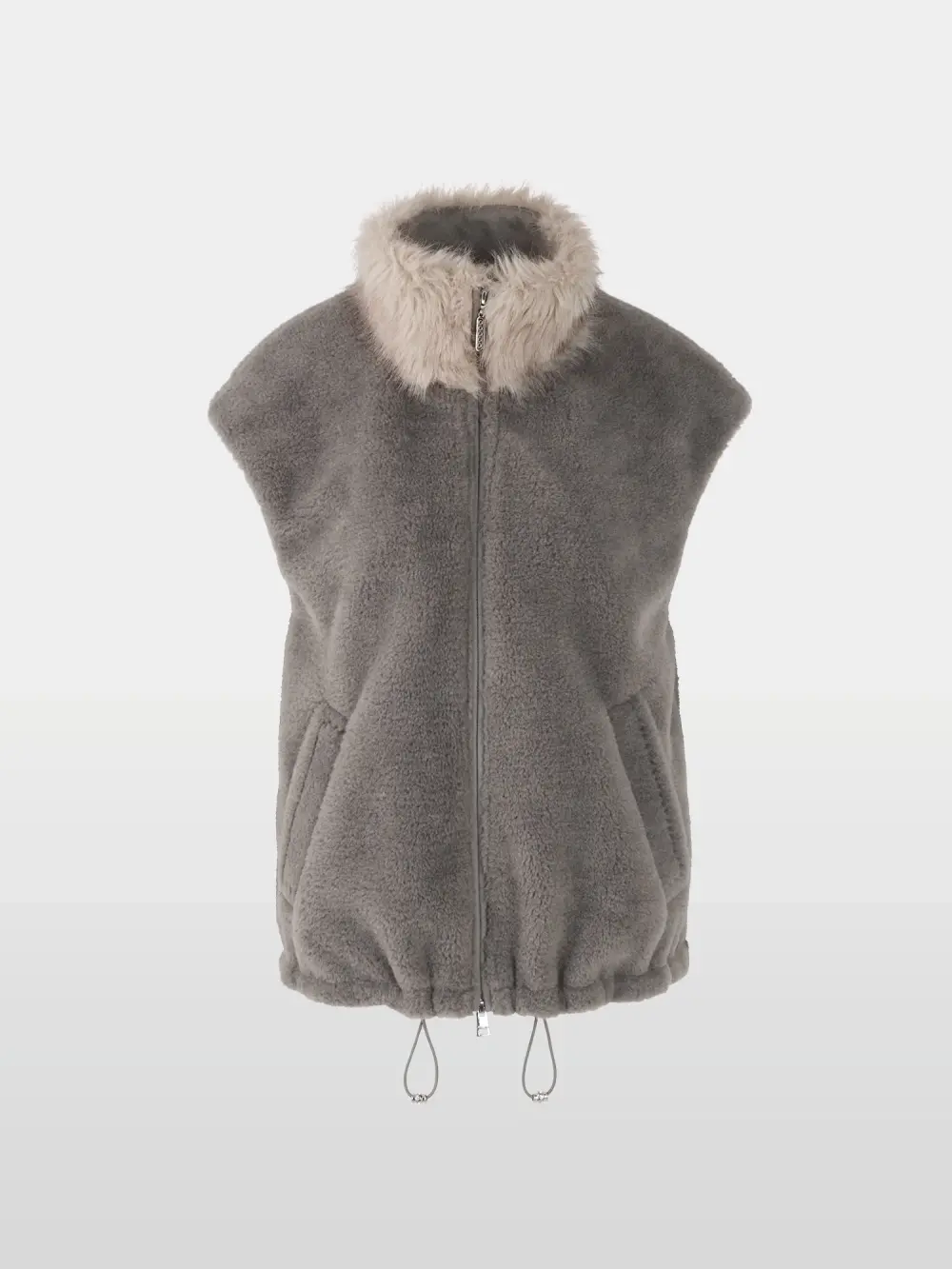 Cosy waistcoat with faux fur collar