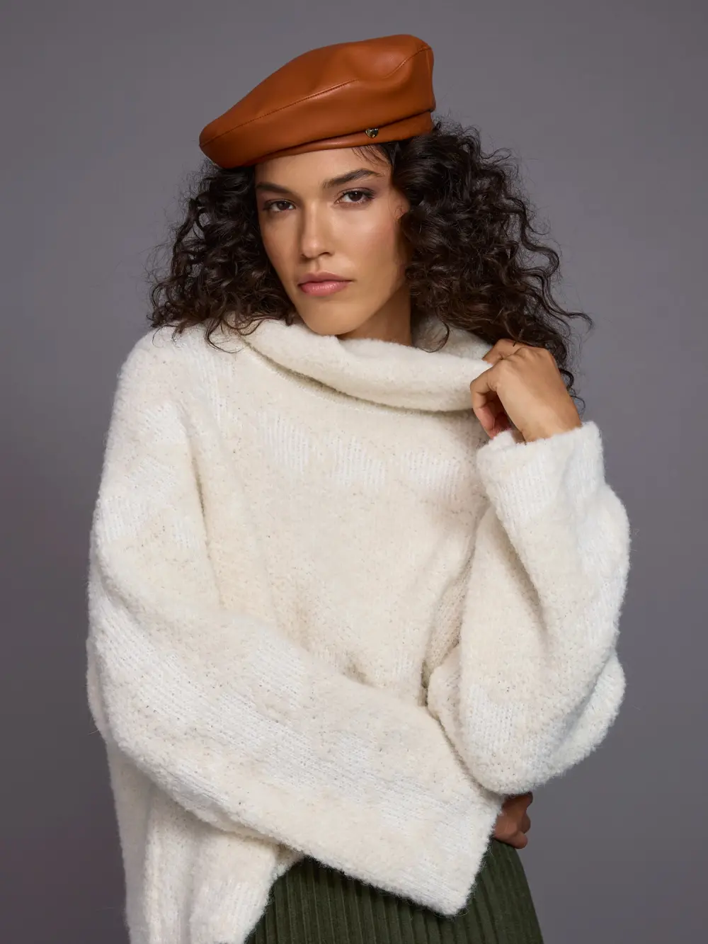 Faux leather beret