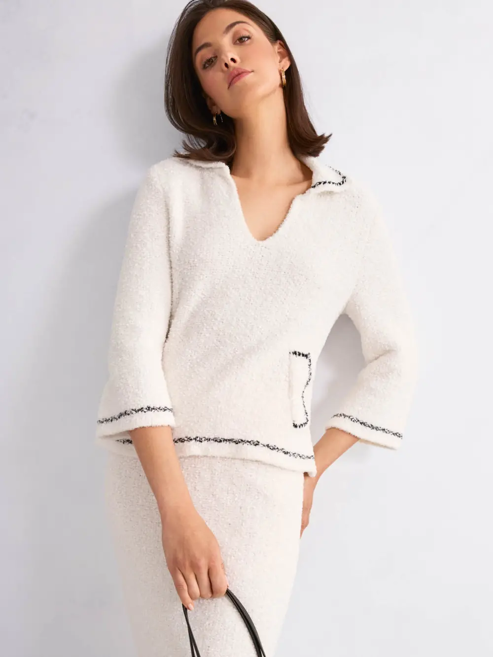 Knee-length waffle piqué dress