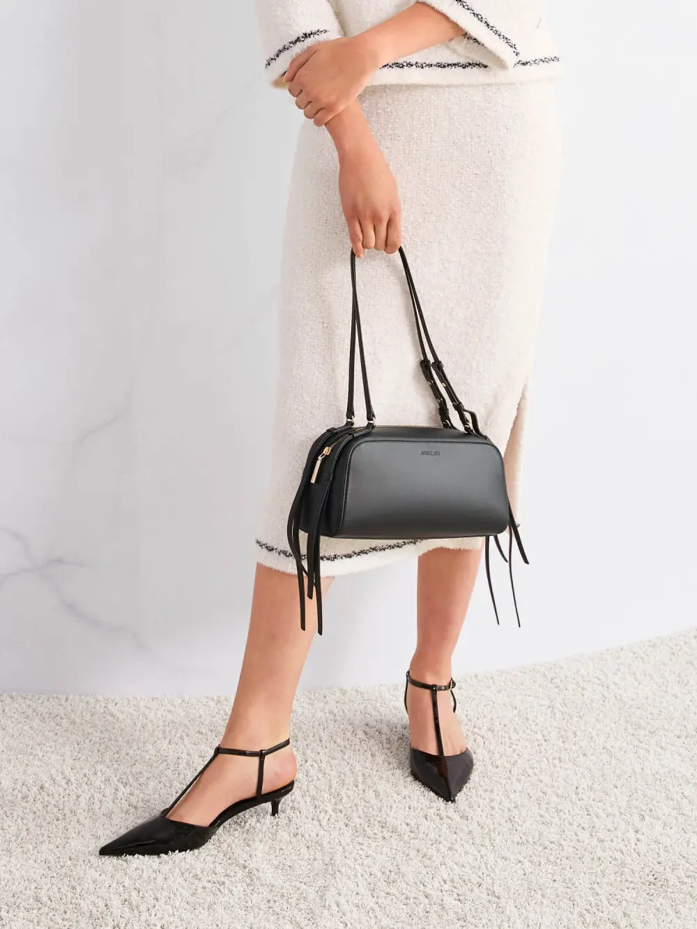 Recycled leather bowling bag