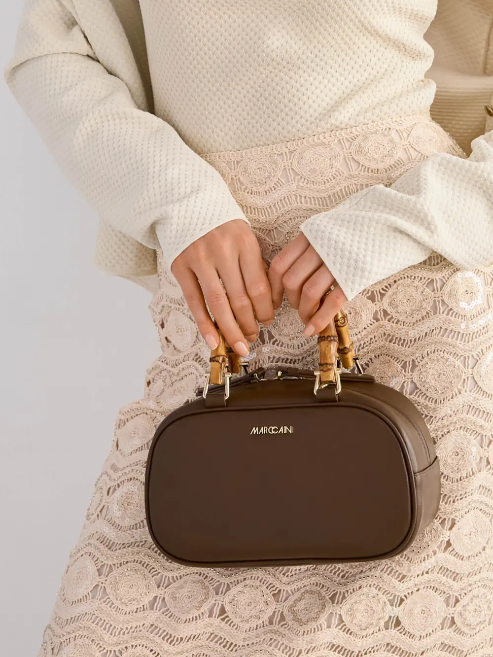 Mini leather bowling bag