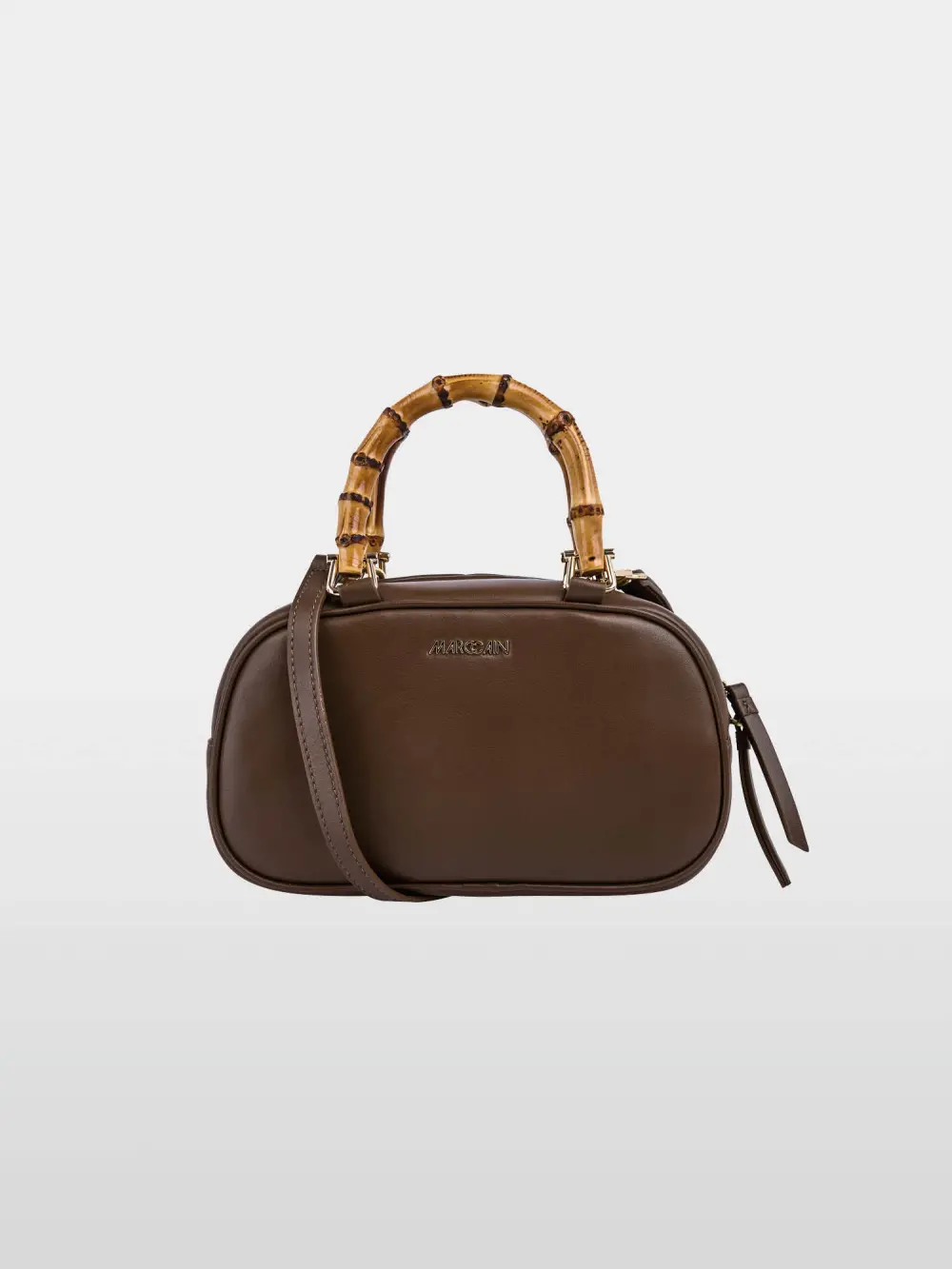 Mini leather bowling bag