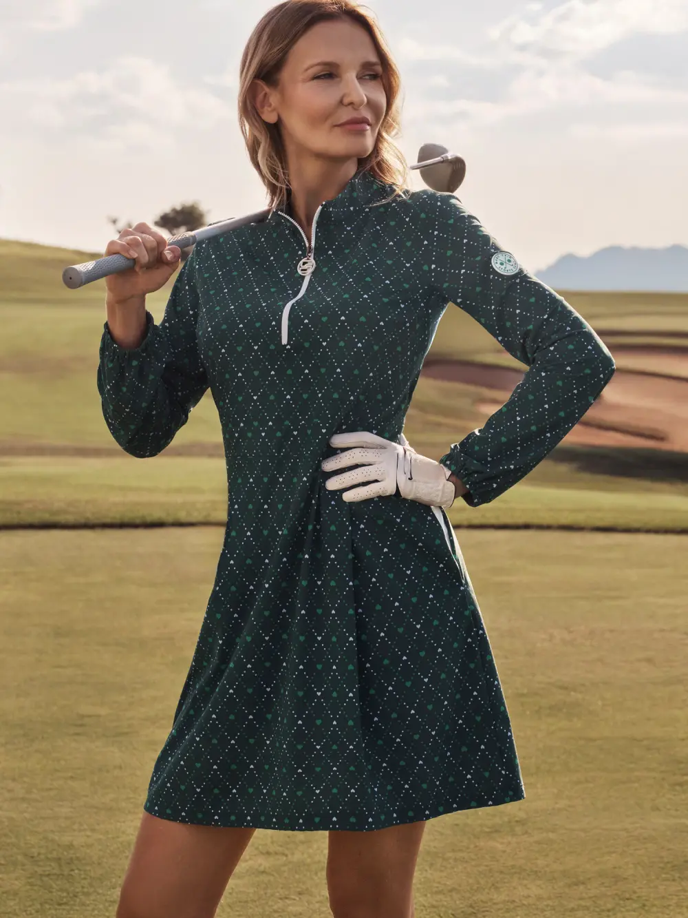 Stretch mini dress with heart print