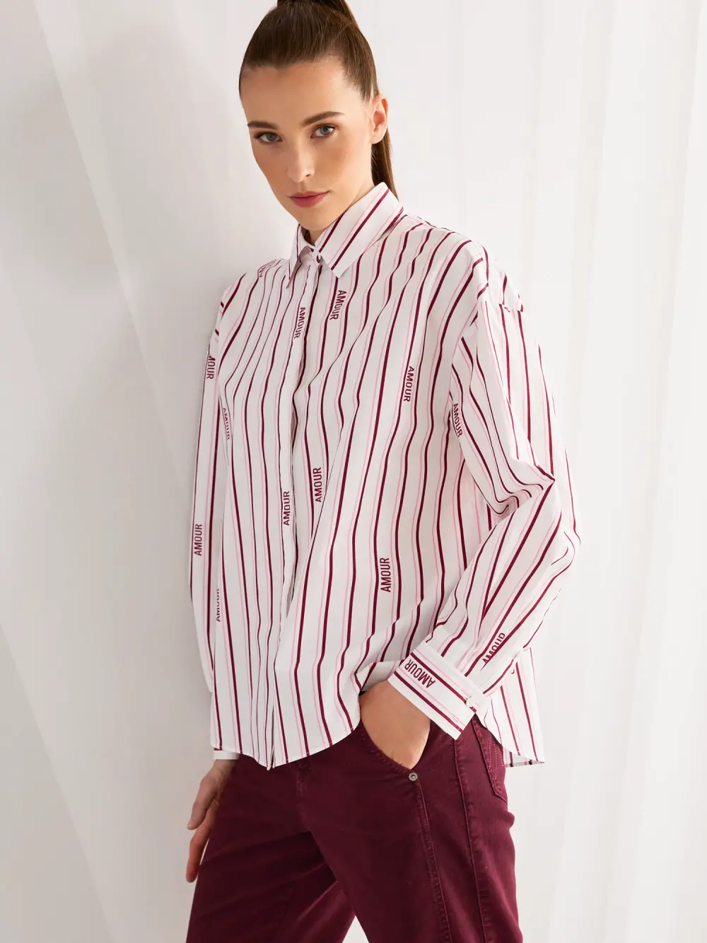 ‘Rethink Together’ striped blouse