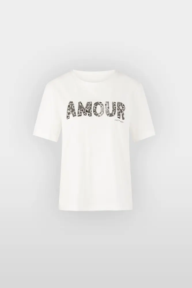 Casual white T-shirt with modern ‘Amour’ print
